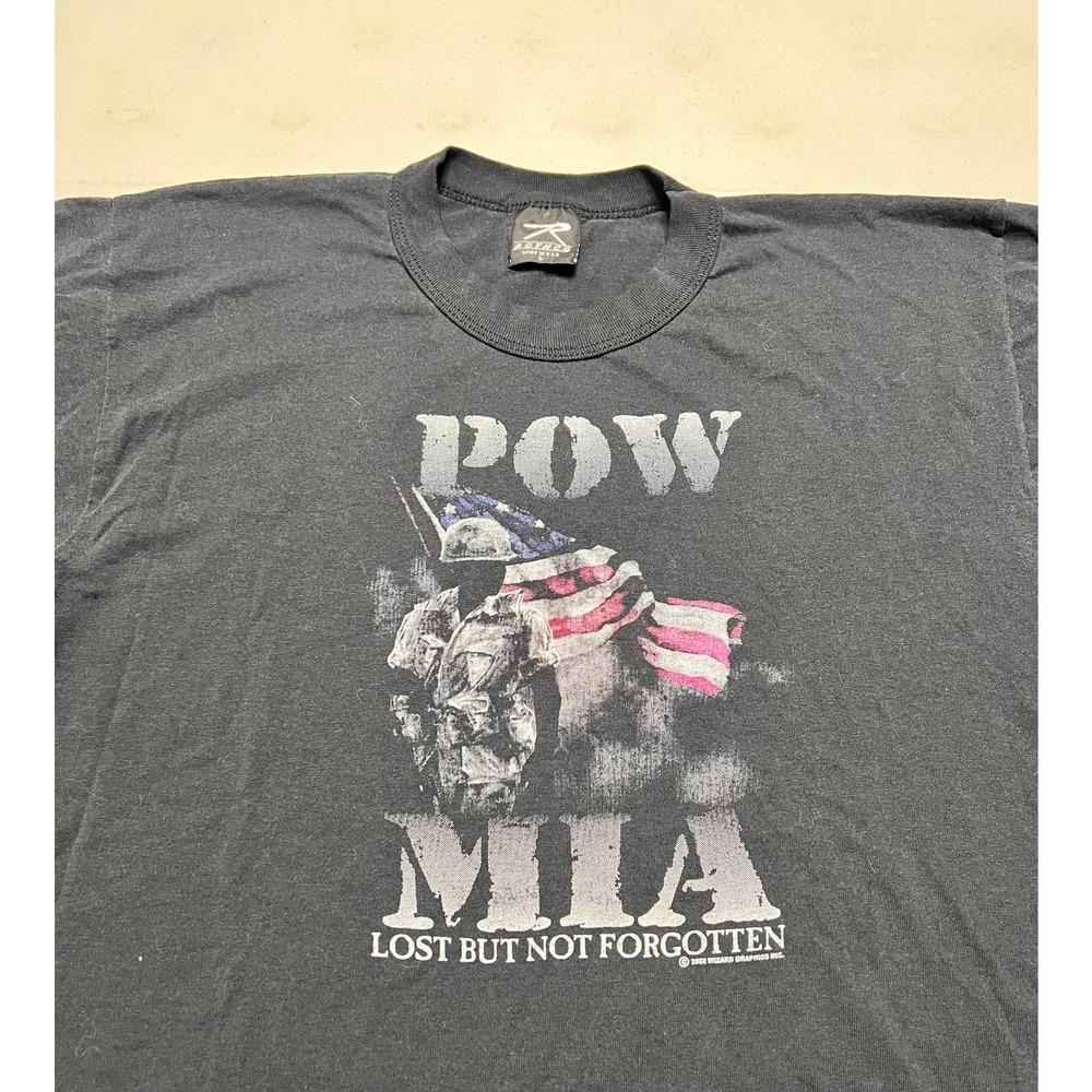 Rothco T-Shirt Mens L Black POW MIA Lost But Not Forgotten Vintage Graphic USA